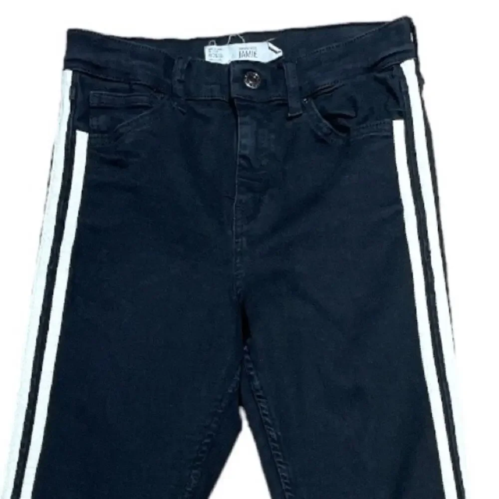 TopShop Moto Jamie Racing Stripes Skinny Jeans Black Size 26/30